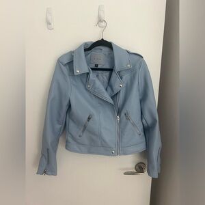 Baby blue faux leather jacket
